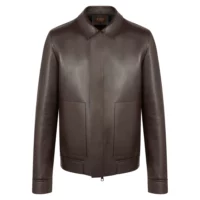 A calf skin leather brown jackets