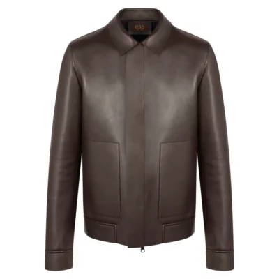 A calf skin leather brown jackets